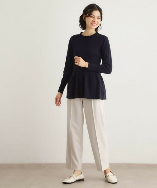 LAURA ASHLEY / ローラ アシュレイ ニット・セーター | 【洗える/ウール混/サスティナブル素材】フリルネックペプラム プルオーバーニット | 詳細15