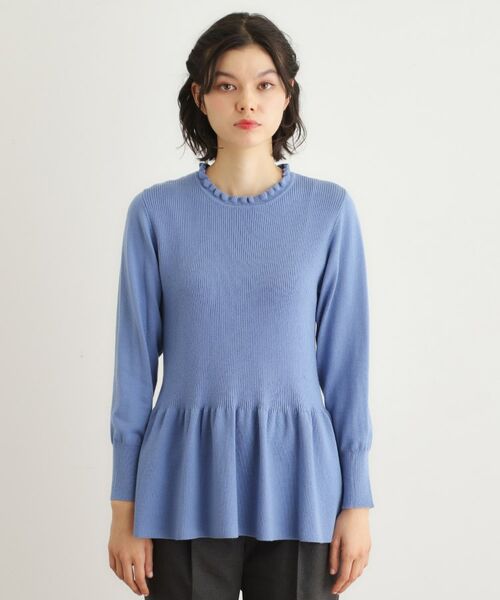 LAURA ASHLEY / ローラ アシュレイ ニット・セーター | 【洗える/ウール混/サスティナブル素材】フリルネックペプラム プルオーバーニット | 詳細17