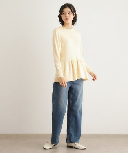 LAURA ASHLEY / ローラ アシュレイ ニット・セーター | 【洗える/ウール混/サスティナブル素材】フリルネックペプラム プルオーバーニット | 詳細2