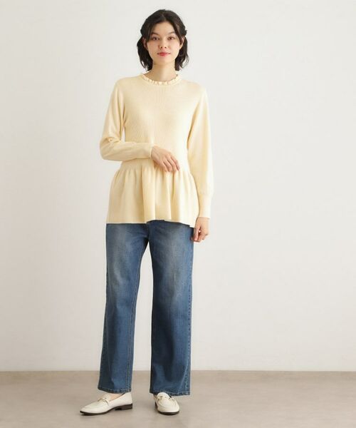 LAURA ASHLEY / ローラ アシュレイ ニット・セーター | 【洗える/ウール混/サスティナブル素材】フリルネックペプラム プルオーバーニット | 詳細3