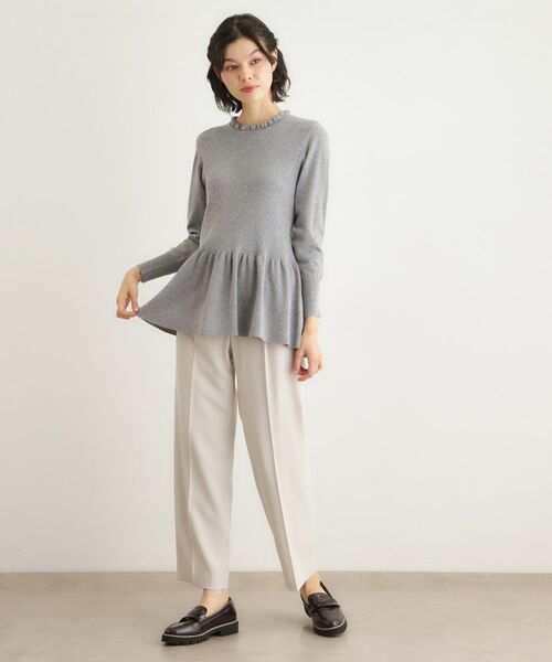 LAURA ASHLEY / ローラ アシュレイ ニット・セーター | 【洗える/ウール混/サスティナブル素材】フリルネックペプラム プルオーバーニット | 詳細6