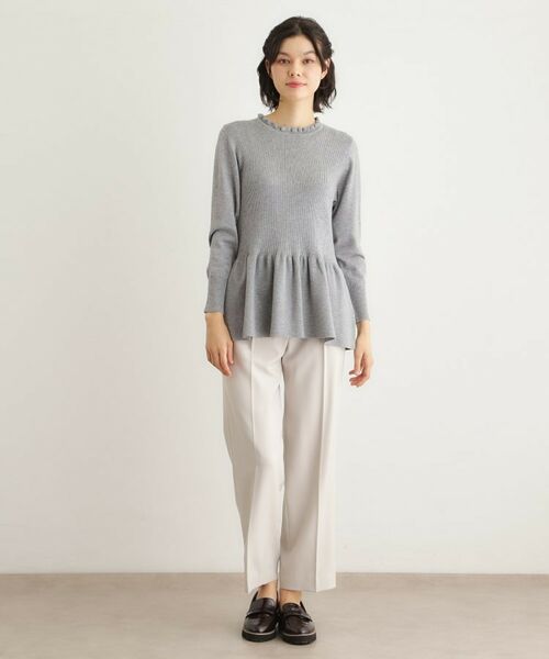 LAURA ASHLEY / ローラ アシュレイ ニット・セーター | 【洗える/ウール混/サスティナブル素材】フリルネックペプラム プルオーバーニット | 詳細7