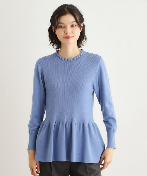LAURA ASHLEY / ローラ アシュレイ ニット・セーター | 【洗える/ウール混/サスティナブル素材】フリルネックペプラム プルオーバーニット | 詳細9
