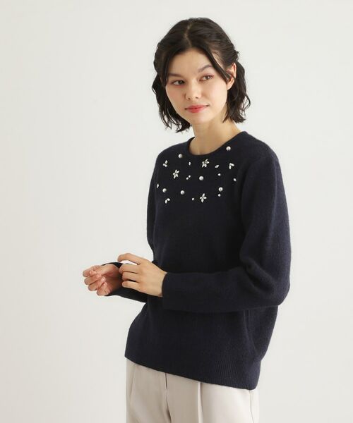 LAURA ASHLEY / ローラ アシュレイ ニット・セーター | 【モヘヤ混／洗える／ビジュー付き】プルオーバーニット | 詳細9