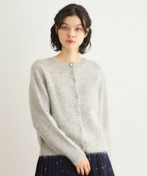 LAURA ASHLEY/ローラ アシュレイ 【人気デザイン!アルパカ混/ビジュー付き】ニットカーディガン ライトグレー(011) 40(L) LAURA ASHLEY/ローラ アシュレイ 【人気デザイン!アルパカ混/ビジュー付き】ニットカーディガン ライトグレー(011) 40(L)