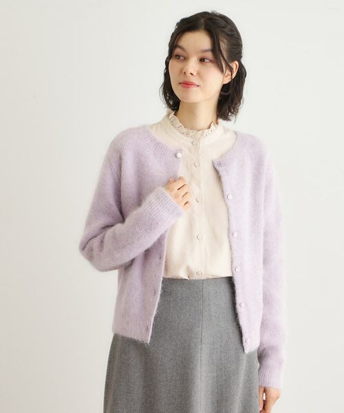 LAURA ASHLEY/ローラ アシュレイ 【人気デザイン!アルパカ混/ビジュー付き】ニットカーディガン ラベンダー(080) 38(M) LAURA ASHLEY/ローラ アシュレイ 【人気デザイン!アルパカ混/ビジュー付き】ニットカーディガン ラベンダー(080) 38(M)