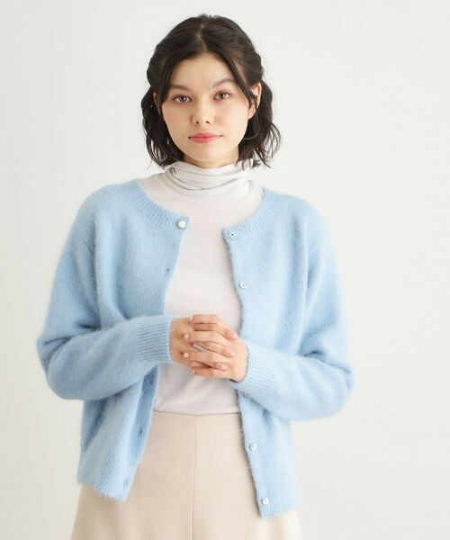LAURA ASHLEY/ローラ アシュレイ 【人気デザイン!アルパカ混/ビジュー付き】ニットカーディガン サックスブルー(090) 38(M) LAURA ASHLEY/ローラ アシュレイ 【人気デザイン!アルパカ混/ビジュー付き】ニットカーディガン サックスブルー(090) 38(M)