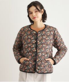 LAURA ASHLEY / ローラ アシュレイ ダウンジャケット・ベスト | 【ダウン使用／ロゴ刻印ボタン】エラビー フローラル柄 ライトダウンコート