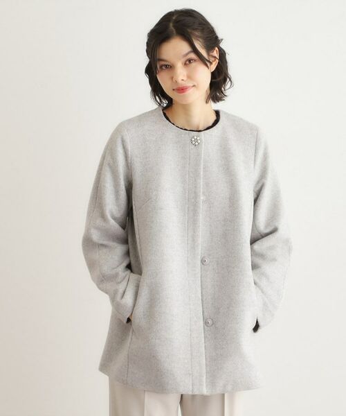 LAURA ASHLEY / ローラ アシュレイ その他アウター | 【ウール混/ビジューボタン】ミドル丈コート | 詳細1