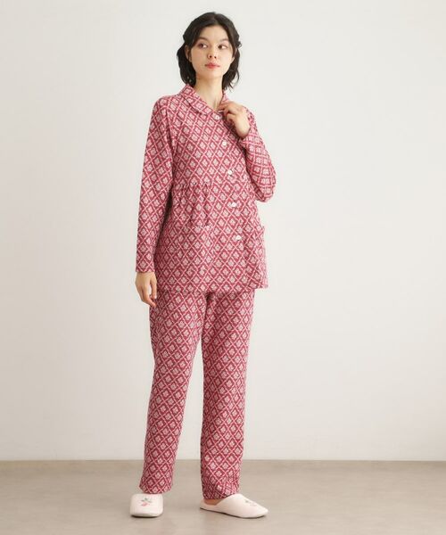 LAURA ASHLEY / ローラ アシュレイ ルームウェア | 中わた入り マリートレリス柄プリント ニットキルトパジャマ | 詳細2