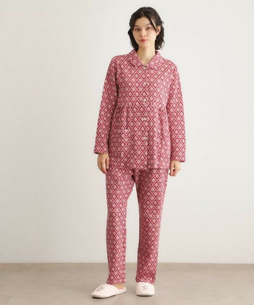 LAURA ASHLEY / ローラ アシュレイ ルームウェア | 中わた入り マリートレリス柄プリント ニットキルトパジャマ | 詳細3