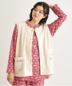 クチュールローズ柄 刺繍フリースベスト