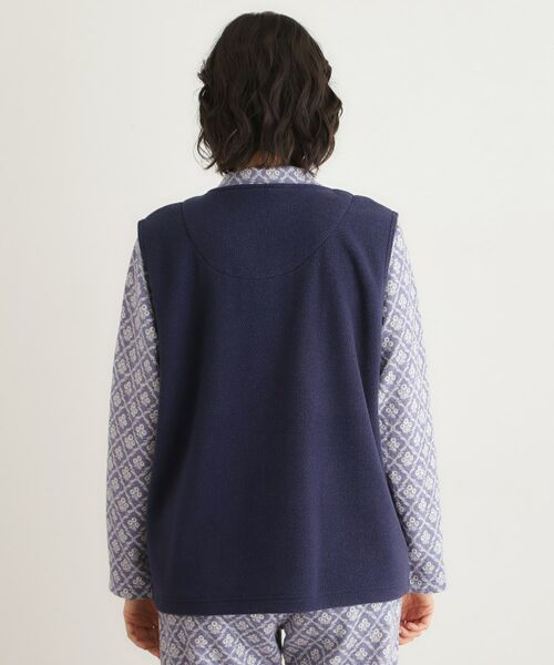 LAURA ASHLEY / ローラ アシュレイ ベスト | クチュールローズ柄 刺繍フリースベスト | 詳細15