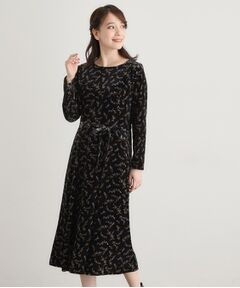 LAURA ASHLEY / ローラ アシュレイ ミニ丈・ひざ丈ワンピース | 【洗える／同柄アイテムあり】エラビー スプリッグ柄ベロアワンピース