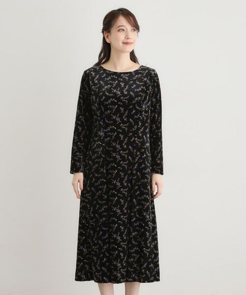 LAURA ASHLEY / ローラ アシュレイ ミニ丈・ひざ丈ワンピース | 【洗える/同柄アイテムあり】エラビー スプリッグ柄ベロアワンピース | 詳細14