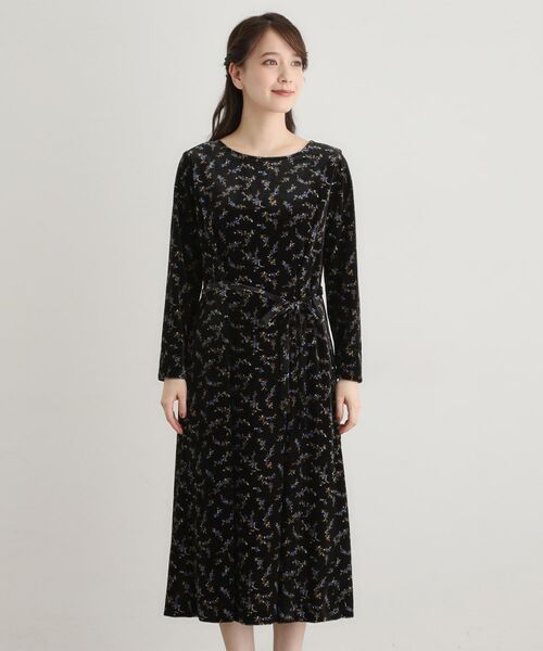 LAURA ASHLEY / ローラ アシュレイ ミニ丈・ひざ丈ワンピース | 【洗える/同柄アイテムあり】エラビー スプリッグ柄ベロアワンピース | 詳細5