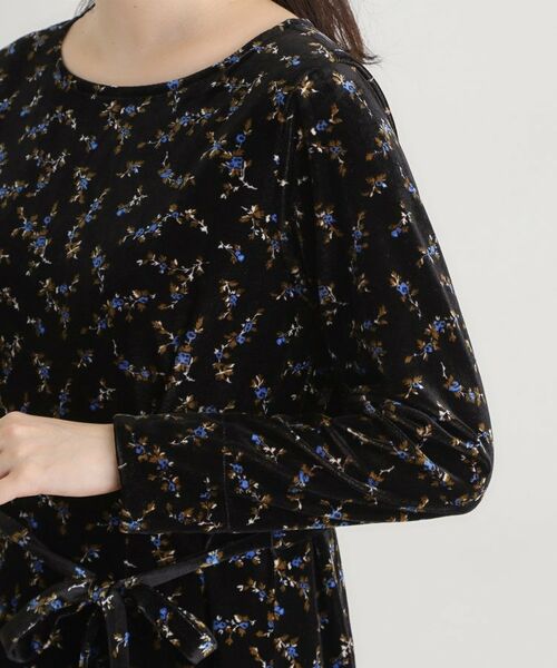 LAURA ASHLEY / ローラ アシュレイ ミニ丈・ひざ丈ワンピース | 【洗える/同柄アイテムあり】エラビー スプリッグ柄ベロアワンピース | 詳細9