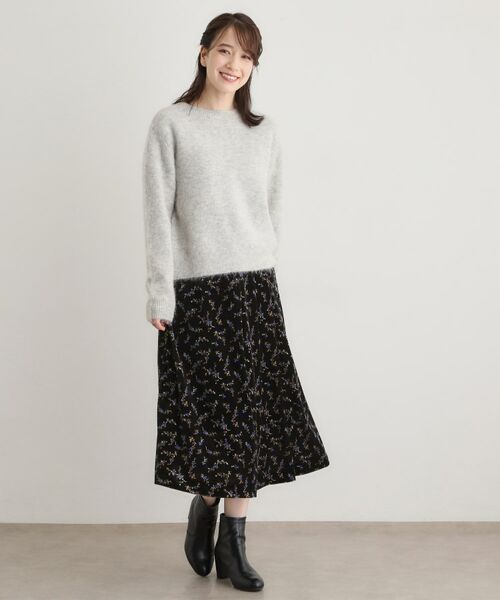 LAURA ASHLEY / ローラ アシュレイ スカート | 【洗える／ウエストゴム／同柄アイテムあり】エラビー スプリッグ柄 ベロアスカート | 詳細2