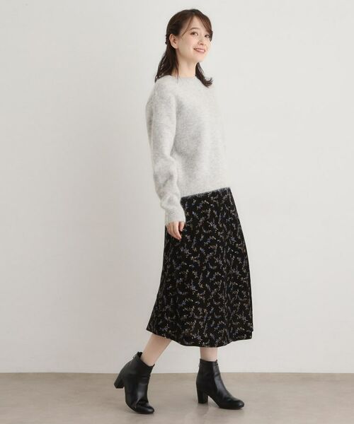 LAURA ASHLEY / ローラ アシュレイ スカート | 【洗える／ウエストゴム／同柄アイテムあり】エラビー スプリッグ柄 ベロアスカート | 詳細3