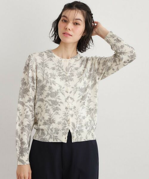 LAURA ASHLEY / ローラ アシュレイ カーディガン・ボレロ | 【ウール100％／洗える／同柄アイテムあり】ロイド柄 プリントニットカーディガン | 詳細2
