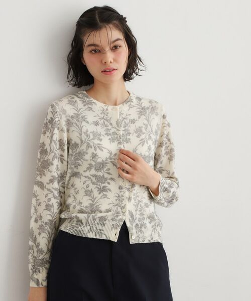 LAURA ASHLEY / ローラ アシュレイ カーディガン・ボレロ | 【ウール100％／洗える／同柄アイテムあり】ロイド柄 プリントニットカーディガン（アイボリー(104)）