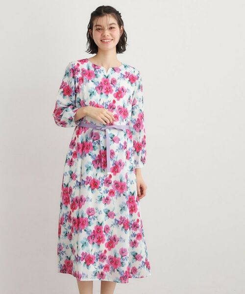 LAURA ASHLEY / ローラ アシュレイ ロング・マキシ丈ワンピース | 【洗える/同柄アイテムあり】フリーサム ヘイズ柄ワンピース(オフホワイト(103))