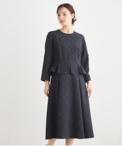 LAURA ASHLEY / ローラ アシュレイ ロング・マキシ丈ワンピース | ペプラム風ジャカードワンピース