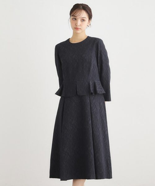 LAURA ASHLEY / ローラ アシュレイ ロング・マキシ丈ワンピース | ペプラム風ジャカードワンピース | 詳細1