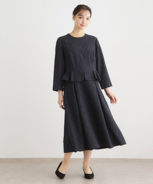 LAURA ASHLEY / ローラ アシュレイ ロング・マキシ丈ワンピース | ペプラム風ジャカードワンピース | 詳細2