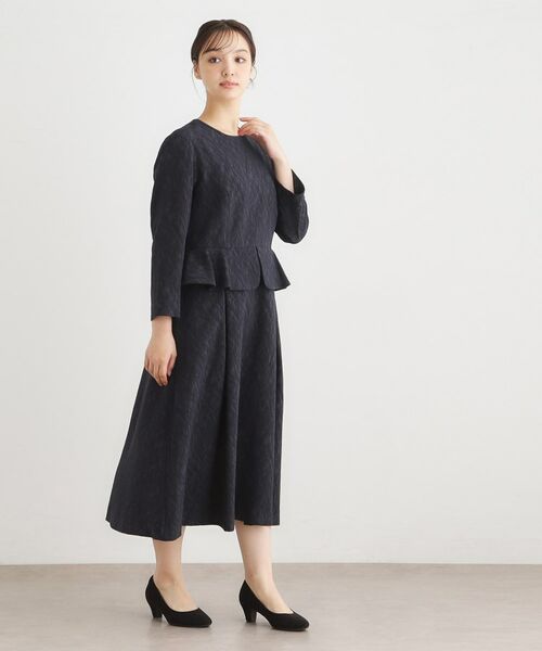 LAURA ASHLEY / ローラ アシュレイ ロング・マキシ丈ワンピース | ペプラム風ジャカードワンピース | 詳細3