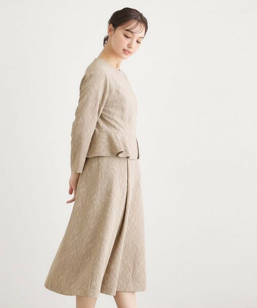 LAURA ASHLEY / ローラ アシュレイ ロング・マキシ丈ワンピース | ペプラム風ジャカードワンピース | 詳細5