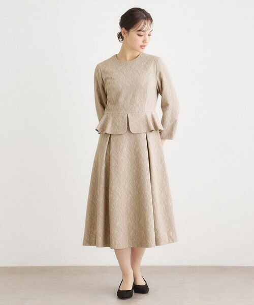 LAURA ASHLEY / ローラ アシュレイ ロング・マキシ丈ワンピース | ペプラム風ジャカードワンピース | 詳細7