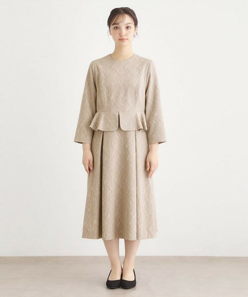 LAURA ASHLEY / ローラ アシュレイ ロング・マキシ丈ワンピース | ペプラム風ジャカードワンピース | 詳細9