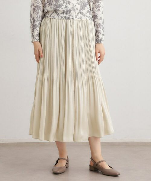 LAURA ASHLEY / ローラ アシュレイ ロング・マキシ丈スカート | 【定番人気！洗える／ウエストゴム仕様】ソフトサテンプリーツスカート | 詳細1