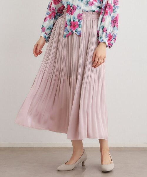 LAURA ASHLEY / ローラ アシュレイ ロング・マキシ丈スカート | 【定番人気！洗える／ウエストゴム仕様】ソフトサテンプリーツスカート | 詳細5