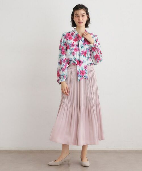 LAURA ASHLEY / ローラ アシュレイ ロング・マキシ丈スカート | 【定番人気！洗える／ウエストゴム仕様】ソフトサテンプリーツスカート | 詳細6