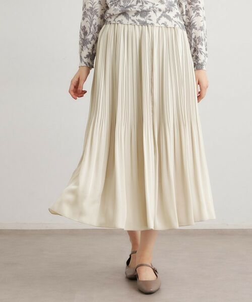 LAURA ASHLEY / ローラ アシュレイ ロング・マキシ丈スカート | 【定番人気！洗える／ウエストゴム仕様】ソフトサテンプリーツスカート（ゴールド(007)）