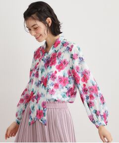 LAURA ASHLEY / ローラ アシュレイ シャツ・ブラウス | 【洗える／同柄アイテムあり】フリーサム ヘイズ柄 ボウタイブラウス