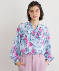 LAURA ASHLEY / ローラ アシュレイ シャツ・ブラウス | 【洗える／同柄アイテムあり】フリーサム ヘイズ柄 ボウタイブラウス