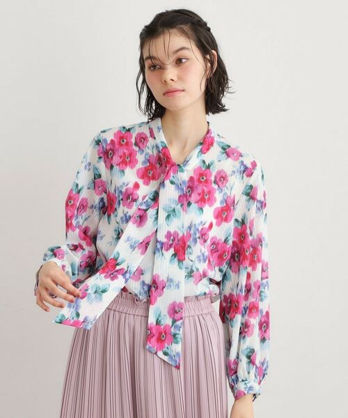 LAURA ASHLEY / ローラ アシュレイ シャツ・ブラウス | 【洗える／同柄アイテムあり】フリーサム ヘイズ柄 ボウタイブラウス | 詳細1