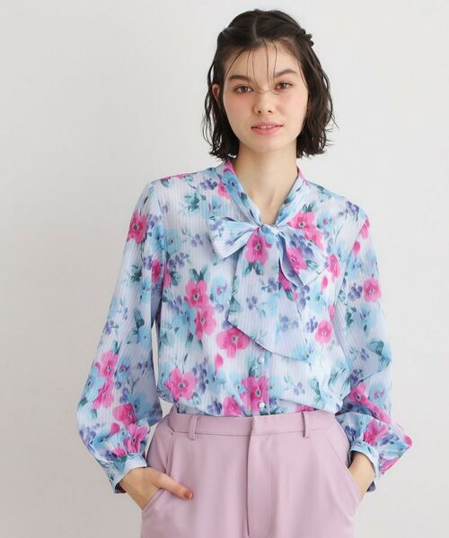 LAURA ASHLEY / ローラ アシュレイ シャツ・ブラウス | 【洗える／同柄アイテムあり】フリーサム ヘイズ柄 ボウタイブラウス（ブルー(191)）