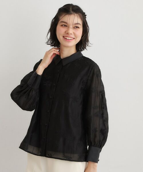 LAURA ASHLEY / ローラ アシュレイ シャツ・ブラウス | 【セットアップ可】ランズウィック柄刺繍ブラウス（ブラック(119)）