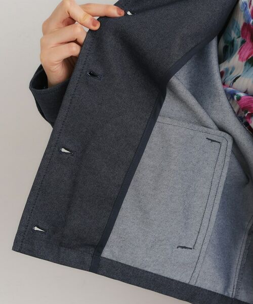 LAURA ASHLEY / ローラ アシュレイ ノーカラージャケット | 【洗える】ノーカラー デニムジャケット | 詳細12