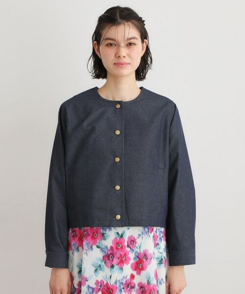 LAURA ASHLEY / ローラ アシュレイ ノーカラージャケット | 【洗える】ノーカラー デニムジャケット | 詳細5