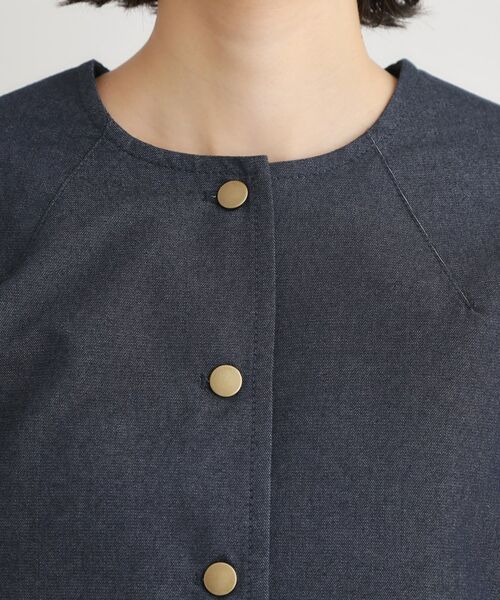 LAURA ASHLEY / ローラ アシュレイ ノーカラージャケット | 【洗える】ノーカラー デニムジャケット | 詳細8
