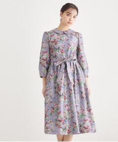 LAURA ASHLEY / ローラ アシュレイ ミニ丈・ひざ丈ワンピース | 【WEB限定／9分袖／M＿LL 3サイズ】ペンブリー柄 シャンタンワンピース