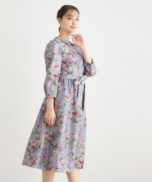 LAURA ASHLEY / ローラ アシュレイ ミニ丈・ひざ丈ワンピース | 【WEB限定/9分袖/M_LL 3サイズ】ペンブリー柄 シャンタンワンピース | 詳細1