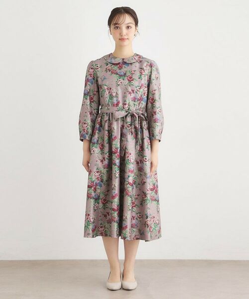 LAURA ASHLEY / ローラ アシュレイ ミニ丈・ひざ丈ワンピース | 【WEB限定/9分袖/M_LL 3サイズ】ペンブリー柄 シャンタンワンピース | 詳細13