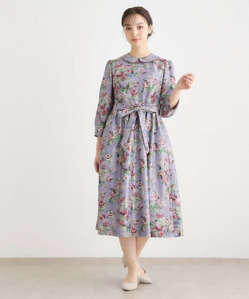 LAURA ASHLEY / ローラ アシュレイ ミニ丈・ひざ丈ワンピース | 【WEB限定/9分袖/M_LL 3サイズ】ペンブリー柄 シャンタンワンピース | 詳細2
