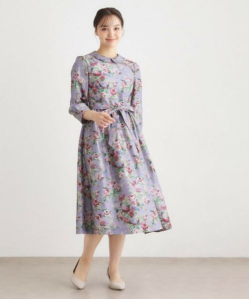 LAURA ASHLEY / ローラ アシュレイ ミニ丈・ひざ丈ワンピース | 【WEB限定/9分袖/M_LL 3サイズ】ペンブリー柄 シャンタンワンピース | 詳細3